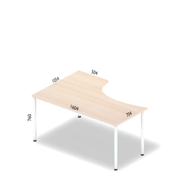 Biurko 160cm na nogach okrągłych Bto 8-wymiary.jpg