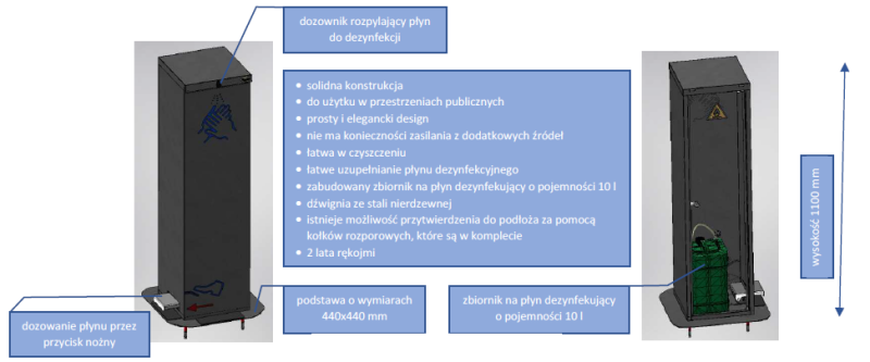 Kolumna do dezynfekcji rąk Malow KDSSA-działanie.png