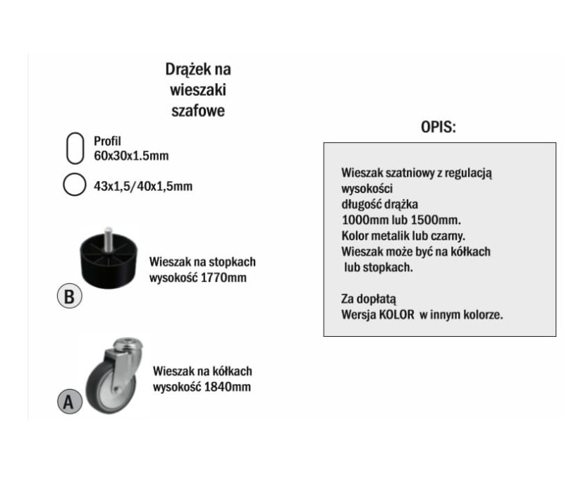 Wieszak szatniowy Y9 20 haków-specyfikacje