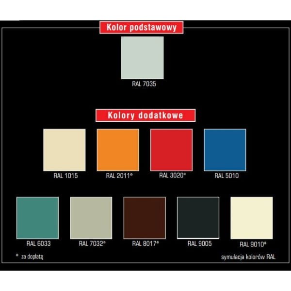 Szafa witrynowa metalowa BU-W/4-paleta-kolorów