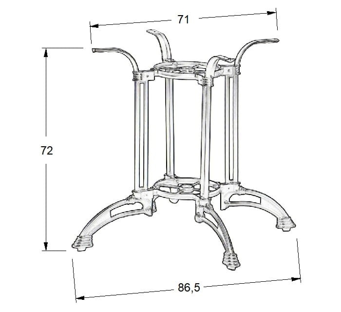 Żeliwna podstawa stolika SH-5033-2/B-wymiary.jpg