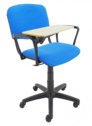 Krzesło Iso Black obrotowe z pulpitem ze sklejki i podłokietnikiem.PNG