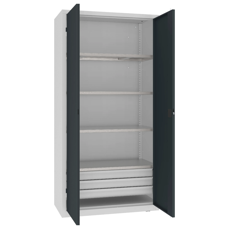 Ciężka szafa warsztatowa Malow MSW212/5-26 z półkami i szufladami open .png