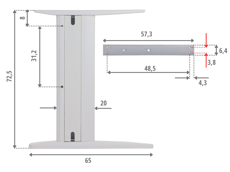 Stelaż metalowy do biurka NY-A205 wizualizacja.png