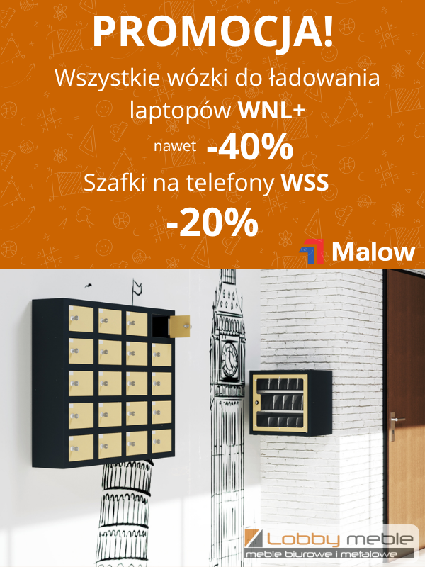 Promocja szkolna 2026 Malow wózki do ładowania laptopów Lobby Sklep