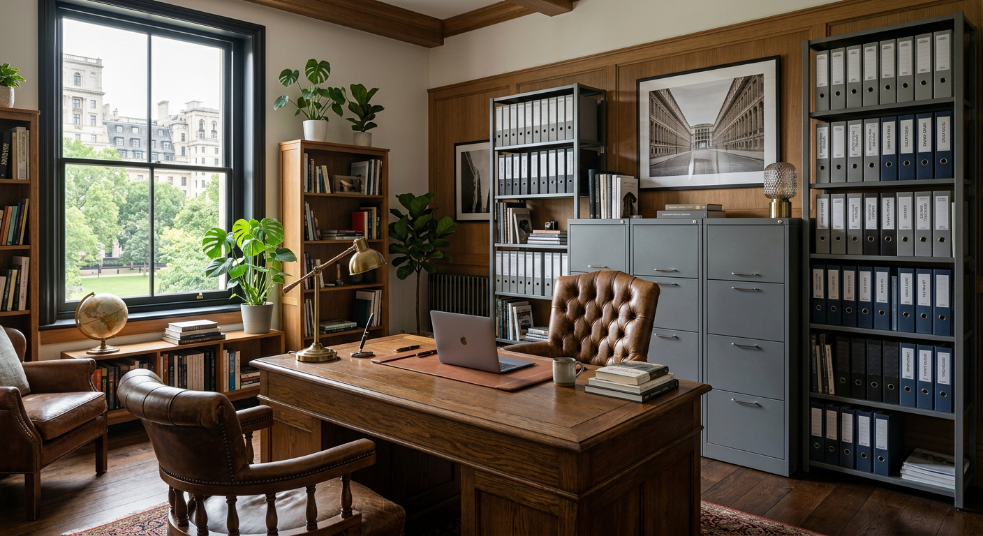 Meble biurowe w klasycznych wnętrzach – siła metalowego designu