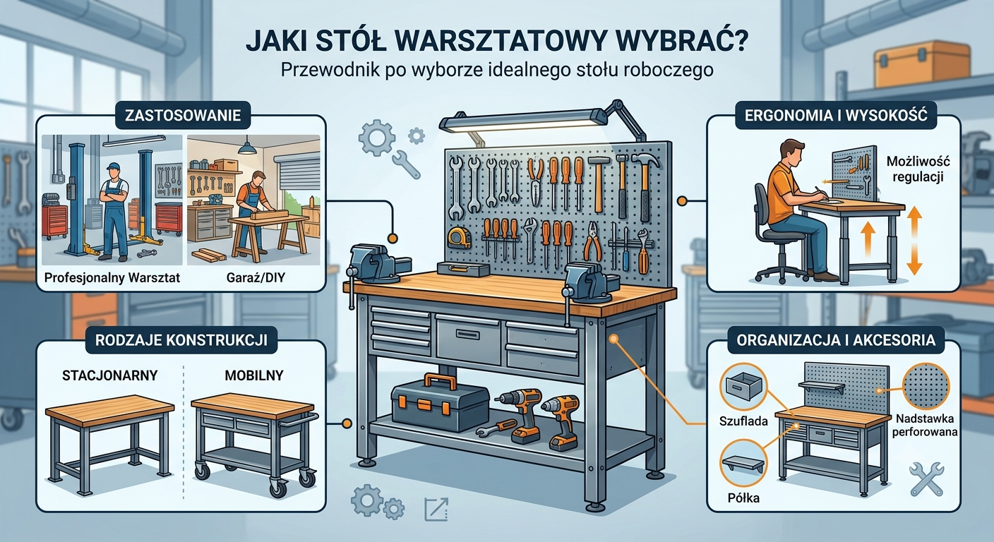 Jaki stół warsztatowy wybrać? Stół roboczy do warsztatu, garażu i profesjonalnego miejsca pracy